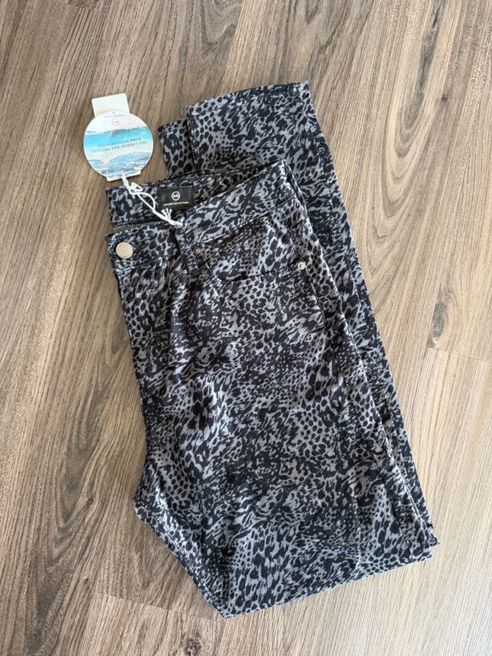 Black Leopard Stretch Adriano Goldschmied Designer High Rise Farrah Skinny Jeans